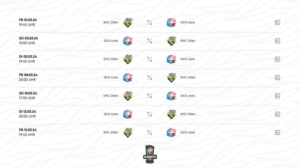 GCK LIONS: SPIELPLAN PLAYOFF-Halbfinal