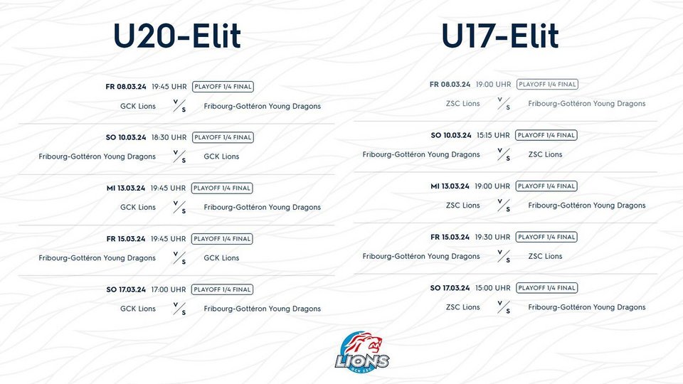 U20-Elit & U17-Elit: Spielplan Playoff-Viertelfinal