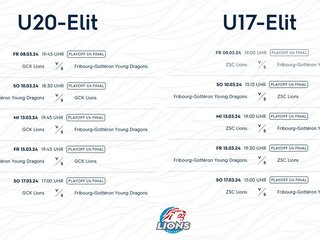 U20-Elit & U17-Elit: Spielplan Playoff-Viertelfinal