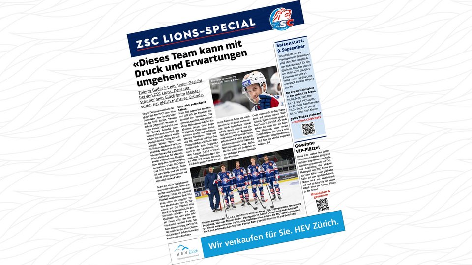 Jetzt online: ZSC Lions-Special vor dem Saisonstart