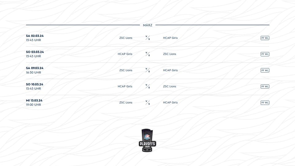 Frauen: Spielplan Playoff-Halbfinal